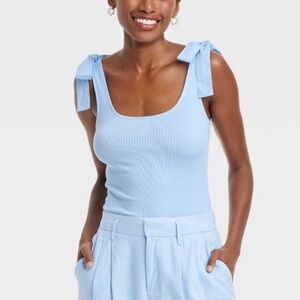 Slim fit knit rib tank with bows